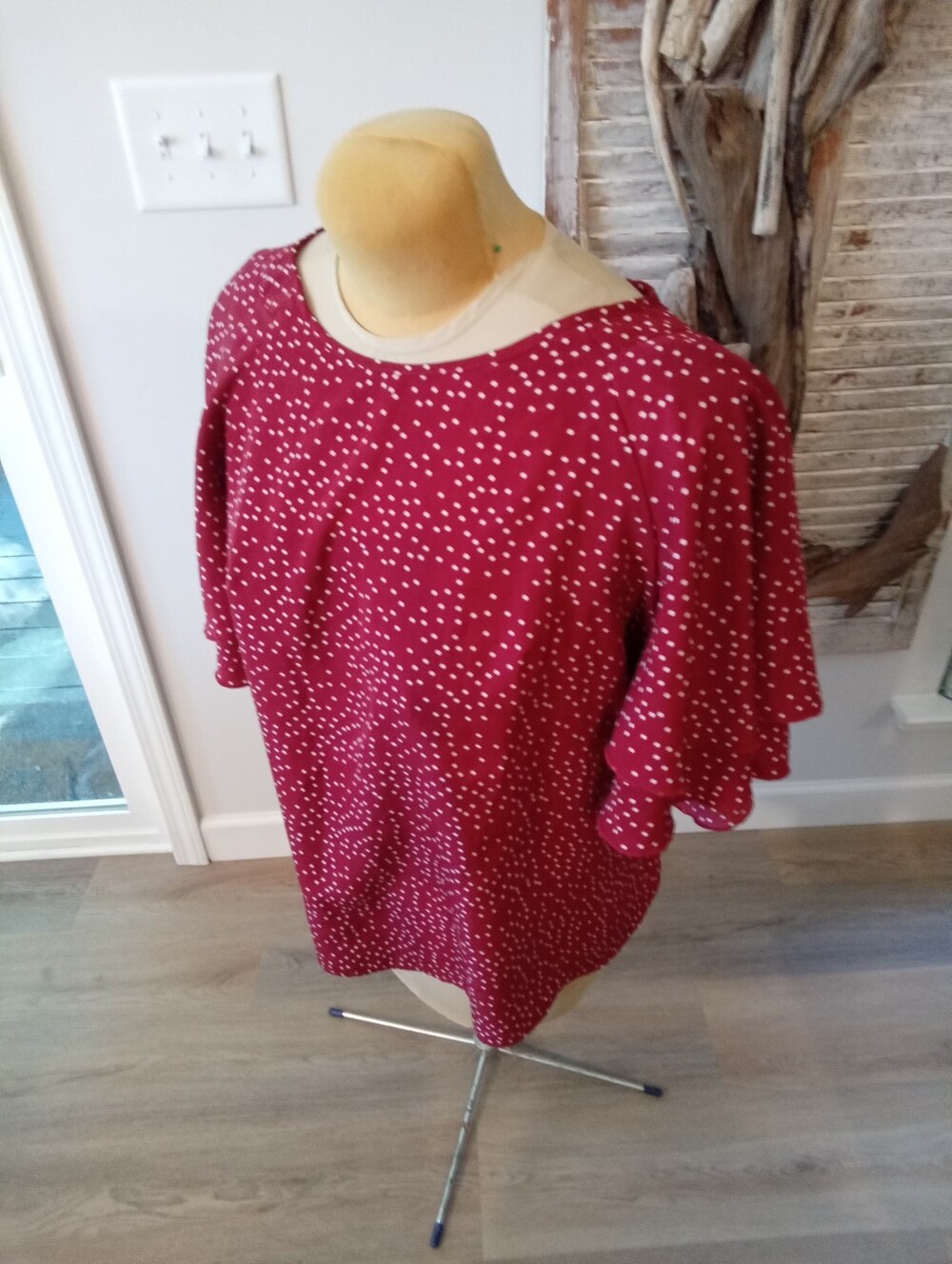 Bloomchic Plus Size 18. Red w/ White Polka Dots & Flutter Short Sleeves